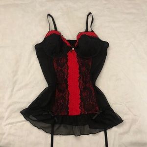 black and red lingerie gothic y2k top